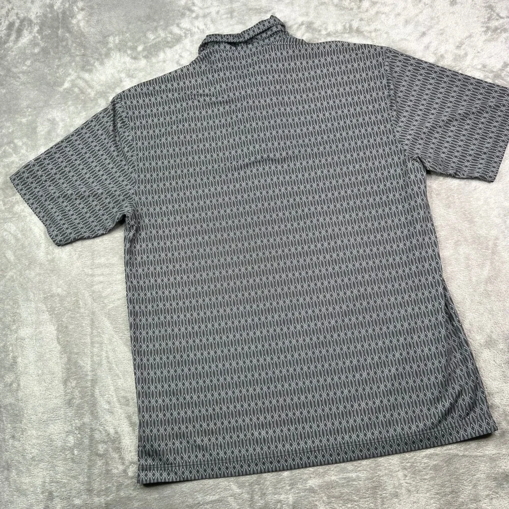 VTG Nike Golf Polo Shirt Men L Black White Geometric Diamond Stretch Performance